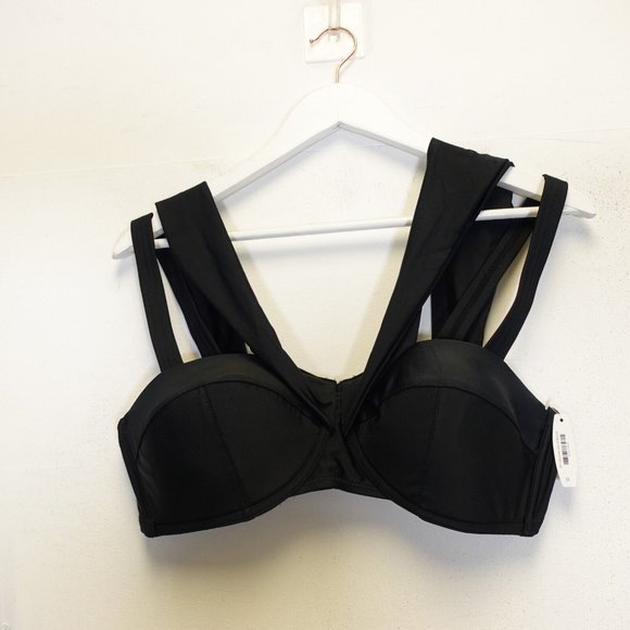 Adore‎ Me Bikini Bra Size 0X Black Swim Underwired Padded Lingerie Strappy Beach - Picture 1 of 9